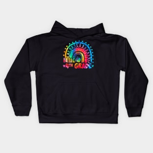 Rainbow Hello 4th Grade Teacher Back To School Kids Hoodie